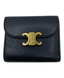 CELINE（セリーヌ）の古着「スモールフラップウォレット トリオンフ」｜ブラック