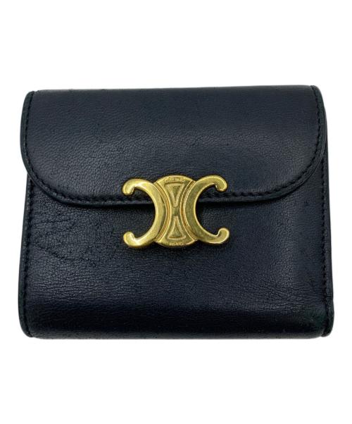 CELINE（セリーヌ）CELINE (セリーヌ) スモールフラップウォレット トリオンフ ブラックの古着・服飾アイテム
