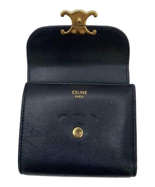 CELINE（セリーヌ）CELINE (セリーヌ) スモールフラップウォレット トリオンフ ブラックの古着・服飾アイテム