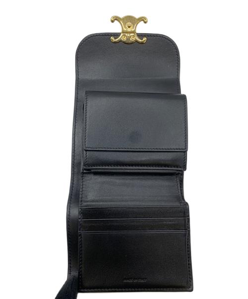 CELINE（セリーヌ）CELINE (セリーヌ) スモールフラップウォレット トリオンフ ブラックの古着・服飾アイテム