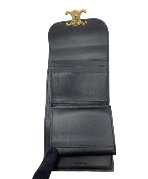 CELINE（セリーヌ）CELINE (セリーヌ) スモールフラップウォレット トリオンフ ブラックの古着・服飾アイテム