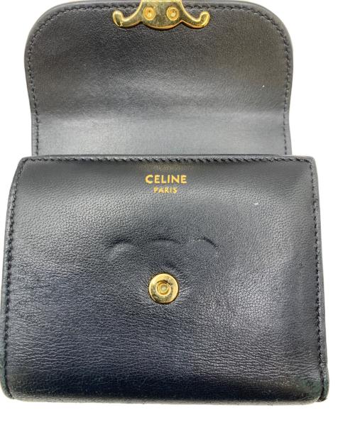 CELINE（セリーヌ）CELINE (セリーヌ) スモールフラップウォレット トリオンフ ブラックの古着・服飾アイテム