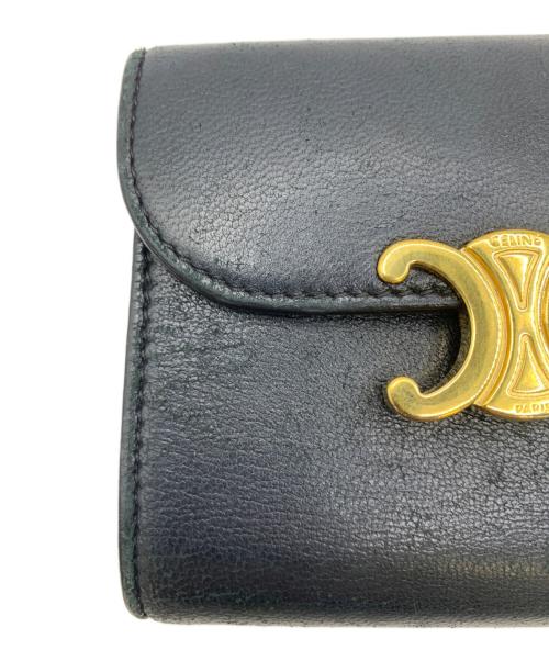 CELINE（セリーヌ）CELINE (セリーヌ) スモールフラップウォレット トリオンフ ブラックの古着・服飾アイテム