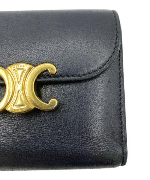 CELINE（セリーヌ）CELINE (セリーヌ) スモールフラップウォレット トリオンフ ブラックの古着・服飾アイテム