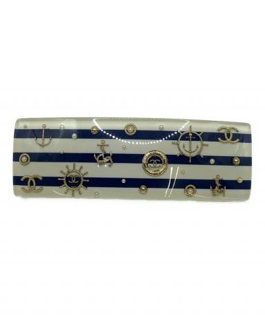 中古・古着通販】CHANEL (シャネル) ヘアクリップ ホワイト×ネイビー