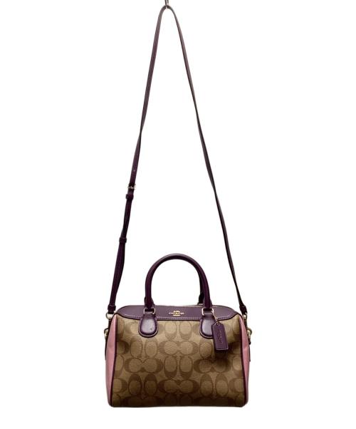 COACH（コーチ）COACH (コーチ) 2WAYバッグ パープル×ブラウンの古着・服飾アイテム