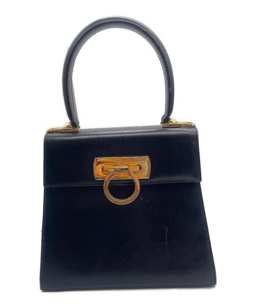 Salvatore Ferragamo（サルヴァトーレ フェラガモ）Salvatore Ferragamo (サルヴァトーレ フェラガモ) ミニハンドバッグ ブラック×ゴールドの古着・服飾アイテム