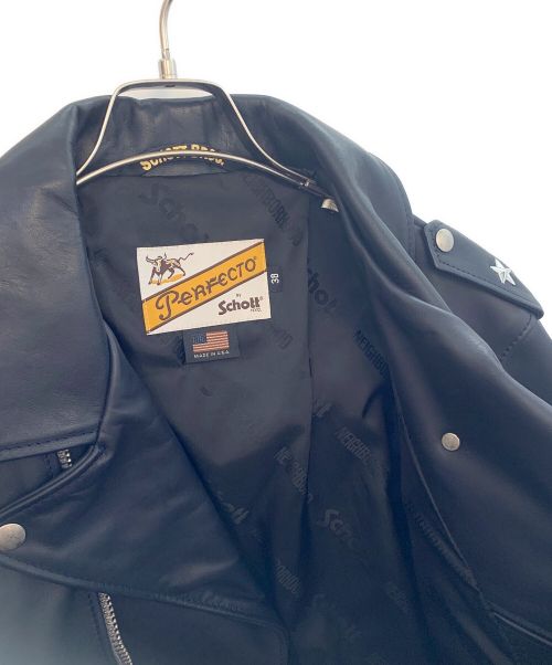 Schott（ショット）Schott (ショット) NEIGHBORHOOD (ネイバーフッド) レザージャケット ブラック サイズ:38の古着・服飾アイテム