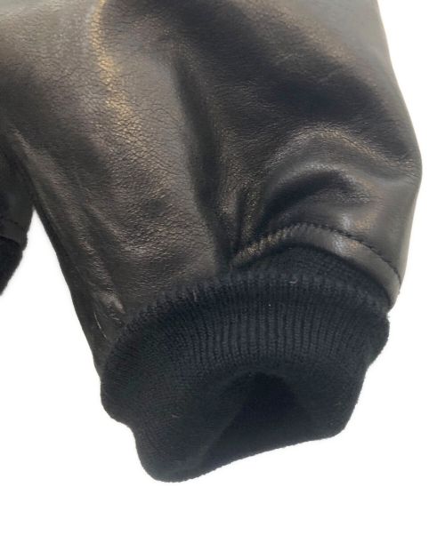 ALPHA（アルファ）ALPHA (アルファ) MA-1レザーダウンジャケット ブラック サイズ:XLの古着・服飾アイテム
