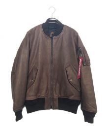 ALPHA（アルファ）の古着「レザージャケット」｜ブラウン