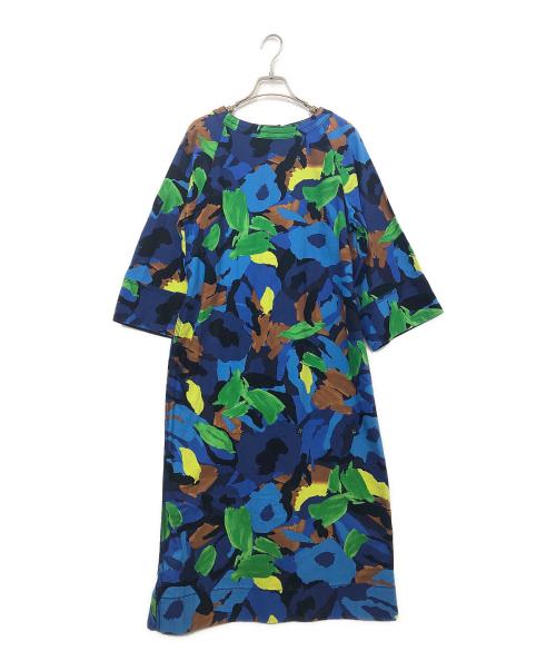 MUVEIL（ミュベール）MUVEIL (ミュベール) 総柄ワンピース ブルー サイズ:Mの古着・服飾アイテム