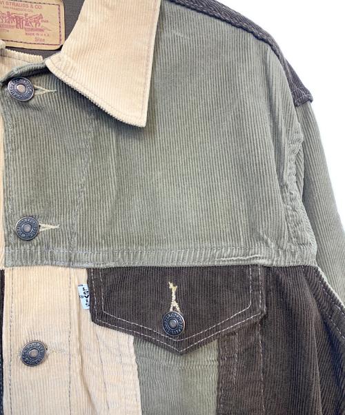 LEVI'S（リーバイス）LEVI'S (リーバイス) パッチワークデニムジャケット ベージュ×ブラウン サイズ:不明の古着・服飾アイテム