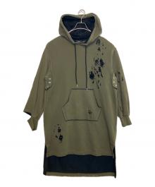 DIESEL（ディーゼル）の古着「ダメージロングパーカー」｜オリーブ
