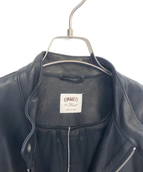 EMMETI（エンメティ）EMMETI (エンメティ) ライダースジャケット ブラック サイズ:44の古着・服飾アイテム