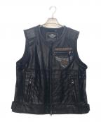 HARLEY-DAVIDSONハーレーダビッドソン）の古着「レザーベスト」｜ブラック