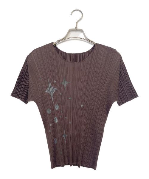 PLEATS PLEASE（プリーツプリーズ）PLEATS PLEASE (プリーツプリーズ) 半袖カットソー ブラウン サイズ:3の古着・服飾アイテム