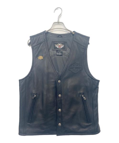 HARLEY-DAVIDSON（ハーレーダビッドソン）HARLEY-DAVIDSON (ハーレーダビッドソン) レザーベスト ブラック サイズ:Ｍの古着・服飾アイテム