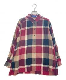 BLUE LABEL CRESTBRIDGE（ブルーレーベルクレストブリッジ）の古着「チェックエアリーツイルブラウス」｜レッド