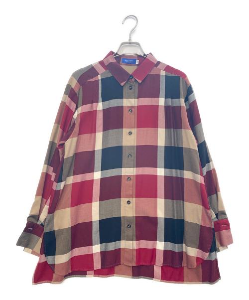 BLUE LABEL CRESTBRIDGE（ブルーレーベルクレストブリッジ）BLUE LABEL CRESTBRIDGE (ブルーレーベルクレストブリッジ) チェックエアリーツイルブラウス レッド サイズ:Ｍの古着・服飾アイテム