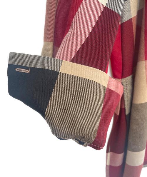 BLUE LABEL CRESTBRIDGE（ブルーレーベルクレストブリッジ）BLUE LABEL CRESTBRIDGE (ブルーレーベルクレストブリッジ) チェックエアリーツイルブラウス レッド サイズ:Ｍの古着・服飾アイテム