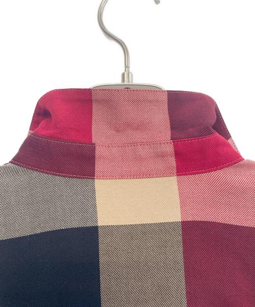 BLUE LABEL CRESTBRIDGE（ブルーレーベルクレストブリッジ）BLUE LABEL CRESTBRIDGE (ブルーレーベルクレストブリッジ) チェックエアリーツイルブラウス レッド サイズ:Ｍの古着・服飾アイテム