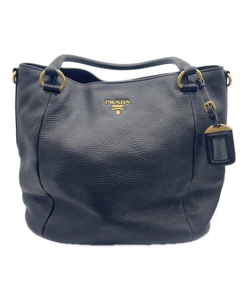 PRADA（プラダ）PRADA (プラダ) レザーハンドバッグ ブラックの古着・服飾アイテム