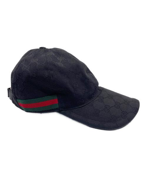 GUCCI（グッチ）GUCCI (グッチ) GGキャンバスベースボールキャップ ブラックの古着・服飾アイテム