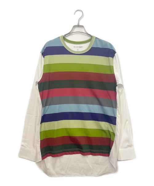 COMME des GARCONS SHIRT（コムデギャルソンシャツ）COMME des GARCONS SHIRT (コムデギャルソンシャツ) 長袖カットソー 黄緑×ホワイト サイズ:Lの古着・服飾アイテム