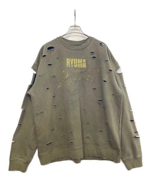 Peace After（ピース アフター）PEACE AFTER (ピース アフター) Ryuma Rock Sweatshirt カーキ サイズ:XLの古着・服飾アイテム