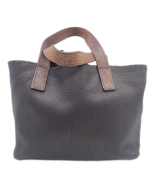 FENDI（フェンディ）FENDI (フェンディ) レザーハンドバッグ ブラウンの古着・服飾アイテム
