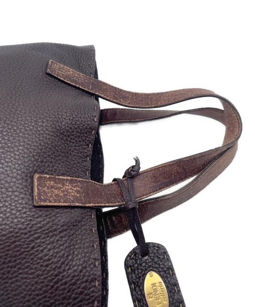 FENDI（フェンディ）FENDI (フェンディ) レザーハンドバッグ ブラウンの古着・服飾アイテム