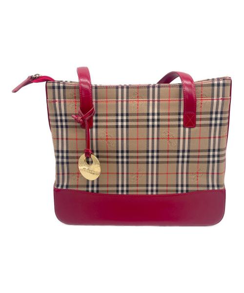 BURBERRY（バーバリー）BURBERRY (バーバリー) トートバッグ ベージュ×レッドの古着・服飾アイテム