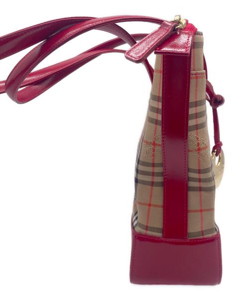 BURBERRY（バーバリー）BURBERRY (バーバリー) トートバッグ ベージュ×レッドの古着・服飾アイテム