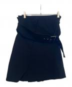 YOHJI YAMAMOTOヨウジヤマモト）の古着「ウールギャバベルデッドラップスカート」｜ブラック