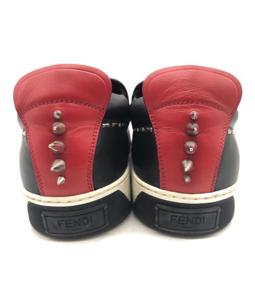 FENDI（フェンディ）FENDI (フェンディ) メタル バグズアイ モンスター レザー スリッポン ブラック サイズ:9の古着・服飾アイテム