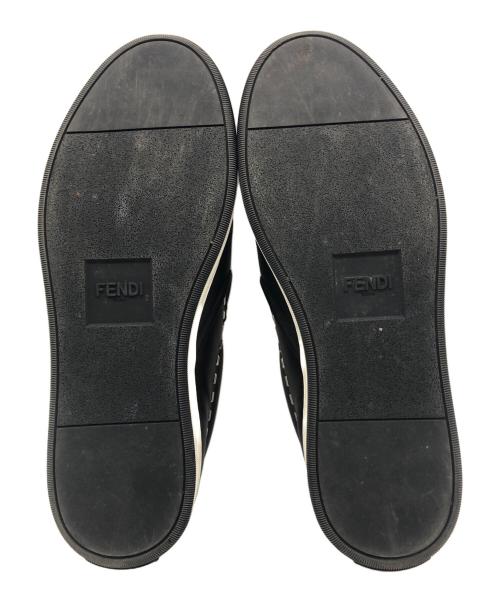 FENDI（フェンディ）FENDI (フェンディ) メタル バグズアイ モンスター レザー スリッポン ブラック サイズ:9の古着・服飾アイテム