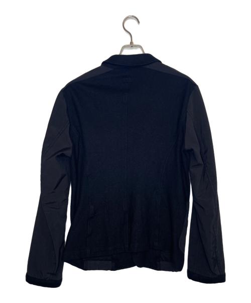 ARMANI JEANS（アルマーニジーンズ）ARMANI JEANS (アルマーニジーンズ) ARMANI JEANS アルマーニジーンズ ウール切り替え テーラードジャケット 30 anniversario jacket エンブレム刺繍入り ブラック サイズ:XSの古着・服飾アイテム