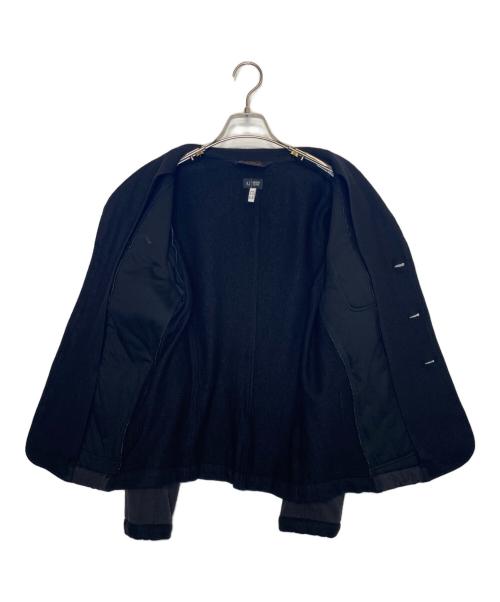 ARMANI JEANS（アルマーニジーンズ）ARMANI JEANS (アルマーニジーンズ) ARMANI JEANS アルマーニジーンズ ウール切り替え テーラードジャケット 30 anniversario jacket エンブレム刺繍入り ブラック サイズ:XSの古着・服飾アイテム