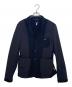 ARMANI JEANS（アルマーニジーンズ）の古着「ARMANI JEANS アルマーニジーンズ ウール切り替え テーラードジャケット 30 anniversario jacket エンブレム刺繍入り」｜ブラック