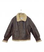 ミリタリージャケットミリタリージャケット）の古着「レザージャケット」｜ブラウン×アイボリー