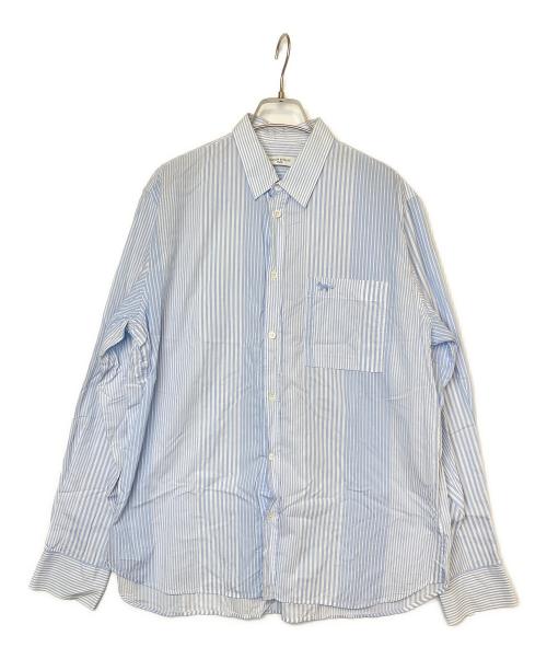 maison kitsune（メゾンキツネ）MAISON KITSUNE (メゾンキツネ) 長袖シャツ ブルー×ホワイト サイズ:41の古着・服飾アイテム