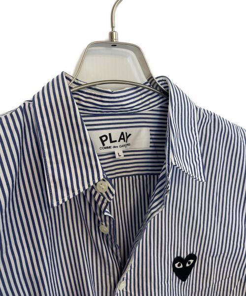 PLAY COMME des GARCONS（プレイコムデギャルソン）PLAY COMME des GARCONS (プレイコムデギャルソン) 長袖シャツ ブルー×ホワイト サイズ:Lの古着・服飾アイテム