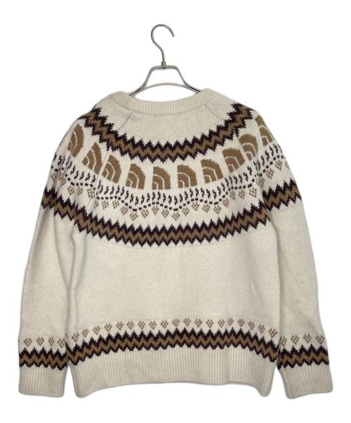 THE NORTH FACE（ザ ノース フェイス）THE NORTH FACE THE NORTH FACE ザ ノース フェイス HALF DOME NORDIC SWEATER ハーフドームノルディックセーター ニット セーター ラグラン ホワイト×ブラウン サイズ:Lの古着・服飾アイテム