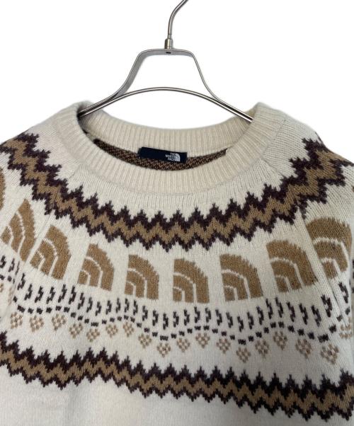THE NORTH FACE（ザ ノース フェイス）THE NORTH FACE THE NORTH FACE ザ ノース フェイス HALF DOME NORDIC SWEATER ハーフドームノルディックセーター ニット セーター ラグラン ホワイト×ブラウン サイズ:Lの古着・服飾アイテム
