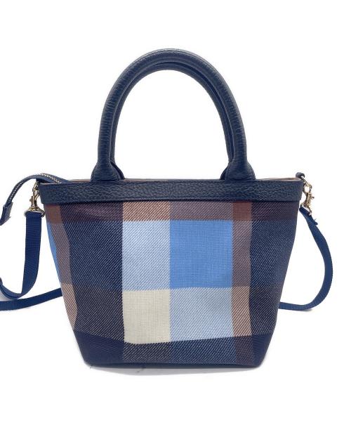 BLUE LABEL CRESTBRIDGE（ブルーレーベルクレストブリッジ）BLUE LABEL CRESTBRIDGE (ブルーレーベルクレストブリッジ) 2WAYバッグ ネイビー×スカイブルーの古着・服飾アイテム