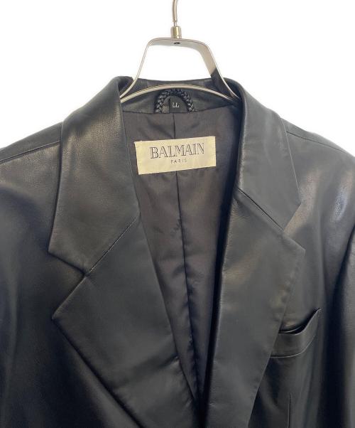 BALMAIN（バルマン）BALMAIN (バルマン) レザーテーラードジャケット ブラック サイズ:LLの古着・服飾アイテム