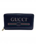 GUCCIグッチ）の古着「ラウンドファスナー財布」｜ブラック