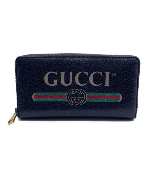 GUCCI（グッチ）GUCCI (グッチ) ラウンドファスナー財布 ブラックの古着・服飾アイテム