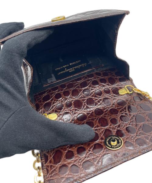 Salvatore Ferragamo（サルヴァトーレ フェラガモ）Salvatore Ferragamo (サルヴァトーレ フェラガモ) 型押しポシェット ブラウンの古着・服飾アイテム