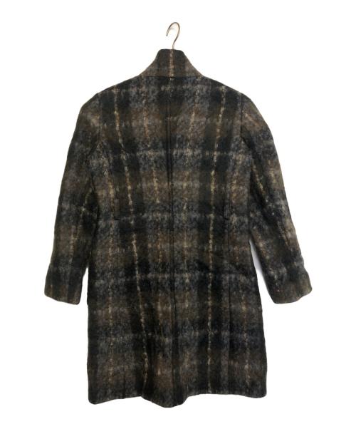 MaxMara（マックスマーラ）MaxMara (マックスマーラ) スタンドカラーコート ブラウン×ブルー サイズ:40の古着・服飾アイテム